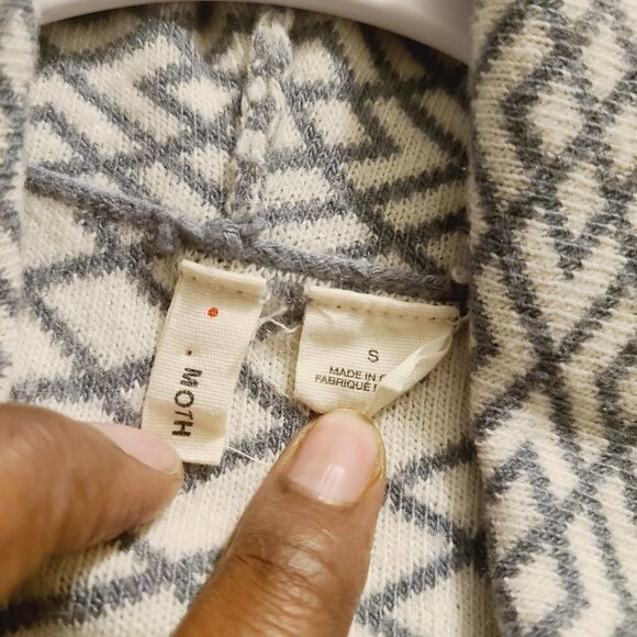 Anthropologie | Moth Gray & White Abstract Print Turtleneck Sweater (Size Small) - Picture 3 of 15